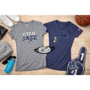 Utah Jazz Shirt Lot Women’s M L + Face Mask NBA Basketball Graphic Tees